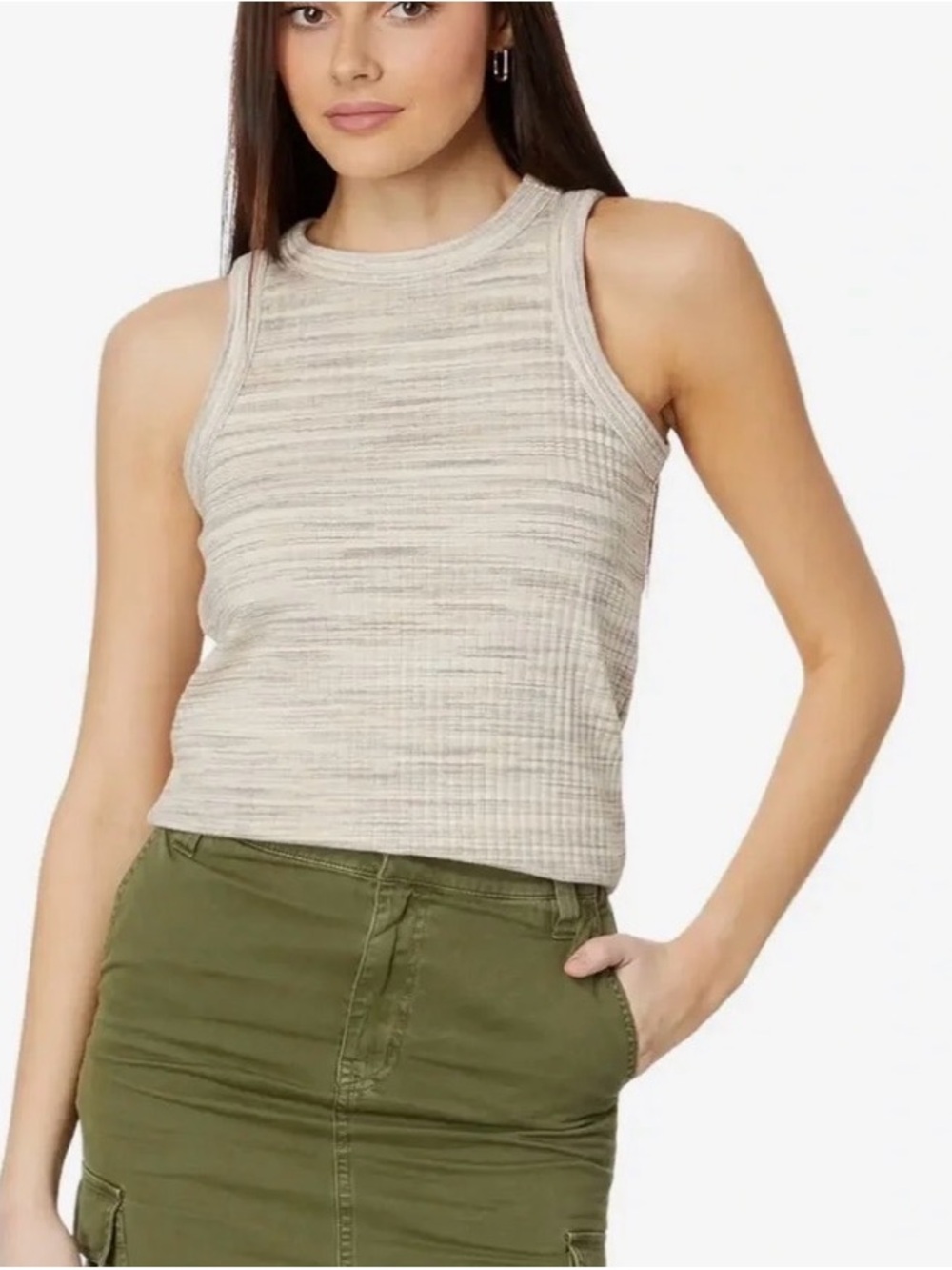 Madewell Brightside Rib Cutaway Crop Tank | Peachy Spacedye | Size S - Picture 2 of 6